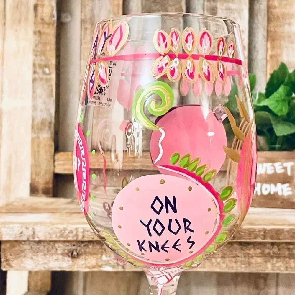NWT Gorgeous Lolita Collector's 13 oz Birthday Goddess Pink Wine Stem Wine Glass